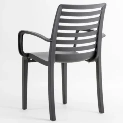 Fauteuil Restaurant SLAT Anthracite Recyclé - Lot de 6 - Grosfillex