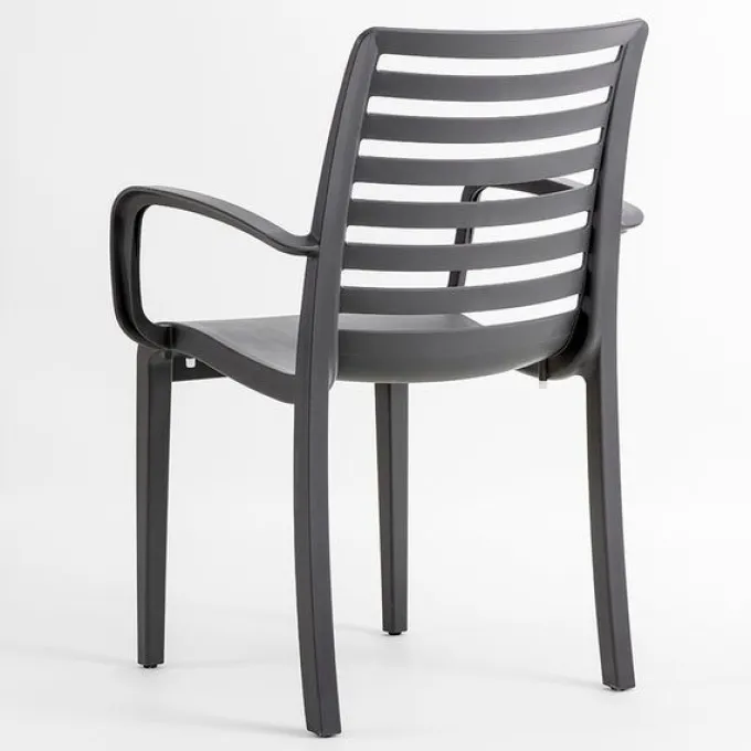 Fauteuil Restaurant SLAT Anthracite Recyclé - Lot de 6 - Grosfillex
