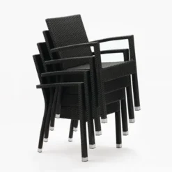 Fauteuils en rotin anthracite Bolero - Lot de 4