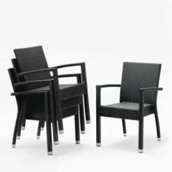 Fauteuils en rotin anthracite Bolero - Lot de 4