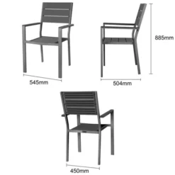 Fauteuils à Lattes Valletta Gris - Lot de 4 - Bolero