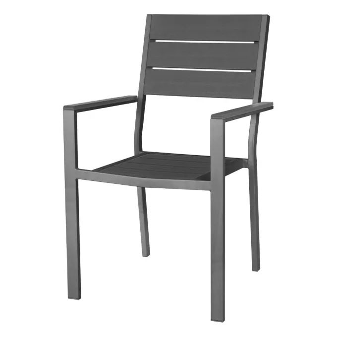 Fauteuils à Lattes Valletta Gris - Lot de 4 - Bolero