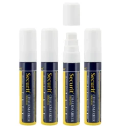 Feutre-craie à encre liquide Blanc lot de 4 - large 7-15mm Nib - pochette - Securit