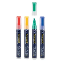 Feutre-craie Waterproof couleurs assorties (bleu, rouge, vert, jaune) lot de 4 - medium 2-6mm - Securit