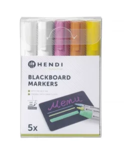 Feutres à craie 6 mm 2 blancs 1 rose 1 jaune et 1 feutre bronze 5 u - Hendi