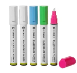 Feutres à craie 6 mm 1 rose 1 vert 1 bleu et 2 feutres blancs - Hendi