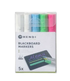 Feutres à craie 6 mm 1 rose 1 vert 1 bleu et 2 feutres blancs - Hendi