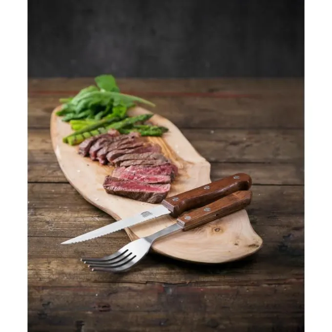 Fourchette à Viande 200 mm Manche en Bois Lot de 12 Olympia