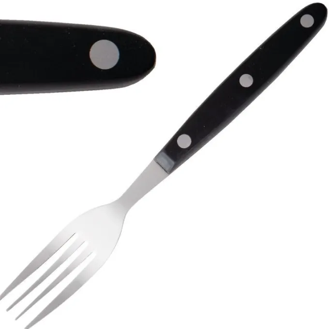 Fourchette à viande 200 mm manche noir Lot de 12 Olympia