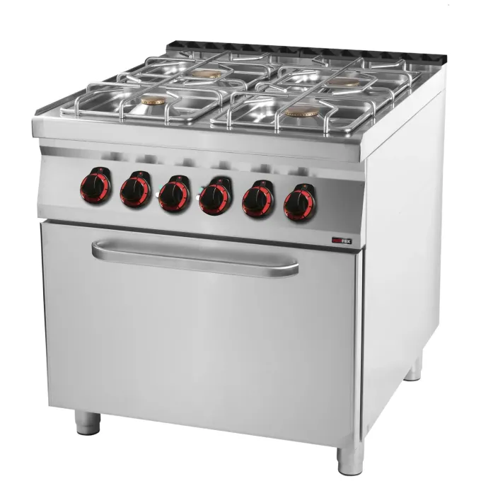 Fourneau combiné avec four électrique statique GN 2/1 - 4x brûleur SPT 90/80-21 GE - Redfox