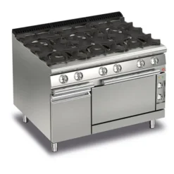 Fourneau à Gaz sur Four Electrique - 6 feux vifs - P700 - 32,4 kW - Baron