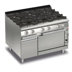 Fourneau à Gaz sur Four - 6 feux vifs gaz - P700 - 38,9 kW - Baron