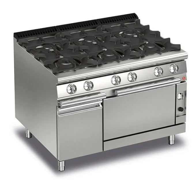 Fourneau à Gaz sur Four - 6 feux vifs gaz - P700 - 38,9 kW - Baron