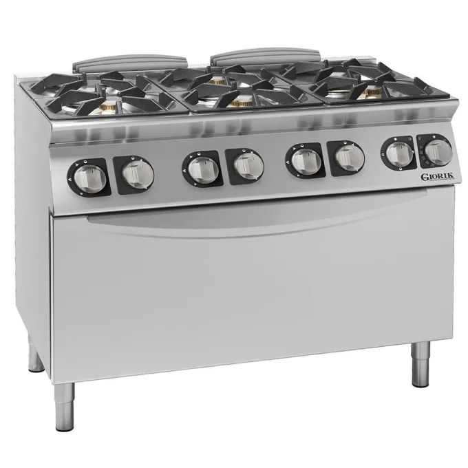 Fourneaux feux vifs gaz, 6 feux, four électrique XL - Giorik