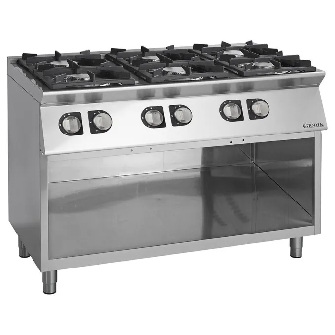 Fourneaux feux vifs gaz, 6 feux - 3,5 kW et 6 kW - Giorik