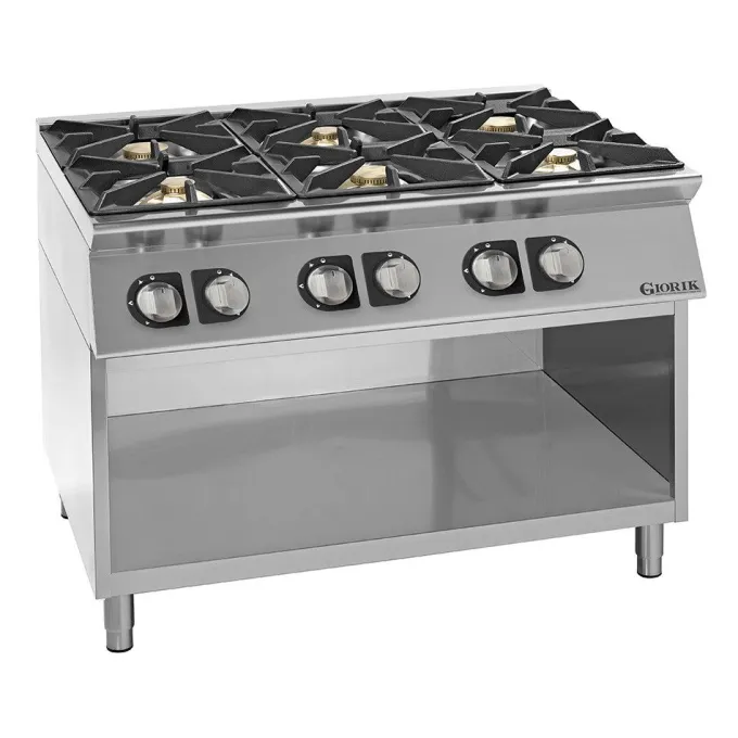 Fourneaux feux vifs gaz, 6 feux - 6 kW et 10 kW - Giorik