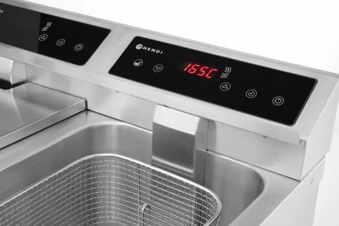 Friteuse professionnelle à induction avec robinet de vidange - 2 x 8 l Profi Line 16L 230V/7000W 580x485x(H)406 mm - Hendi