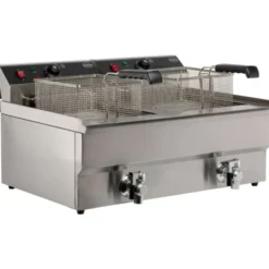 Friteuse professionnelle Électrique - 2 x 10 Litres - Vidange - 2 x 5 kW - Combisteel