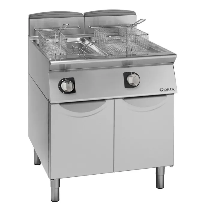 Friteuses Gaz, Brûleurs Externes, commandes électromécaniques, 2x13 L- Giorik