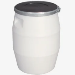 Fût 50 L + genouillère métal + couvercle - blanc - Gilac