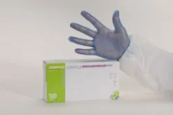 Gants vinyle bleu micro poudre taille M - Lot de 4 Colis de 1000 - Mediprotec Promosac