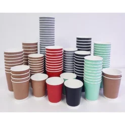 Gobelet paroi isolante ondulée marron clair 340 ml - Fiesta - Lot de 25