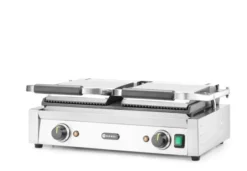 Grill de contact - modèle double dessus rainuré et dessous lisse 230V/3600W 570x370x(H)210 mm - Hendi