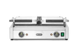 Grill de contact - modèle double moitié lisse moitié rainuré 230V/3600W - Hendi