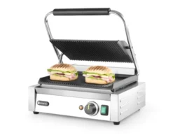 Grill de contact Panini dessus et dessous rainurés 230V/2200W 430x370x(H)210 mm - Hendi