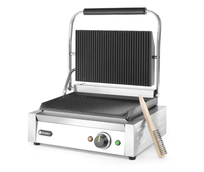 Grill de contact Panini dessus et dessous rainurés 230V/2200W 430x370x(H)210 mm - Hendi
