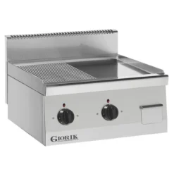 Grill Électrique Inox Double - 1/2 lisse et 1/2 rainurée - 230 V - Giorik