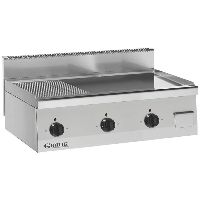 Grills Electriques, acier inoxydable, triple 2/3 lisses 1/3 rainurées - Giorik