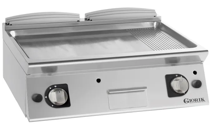 Grills gaz, acier chromé, surface de cuisson doubles-mi-lisses/ mi-rainurées - Giorik - FMG741TCRX