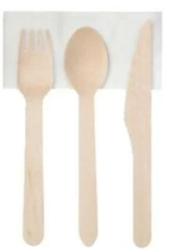 Kit Couverts Bois 4 Eléments - Lot de 4 Colis de 250 - Matfer