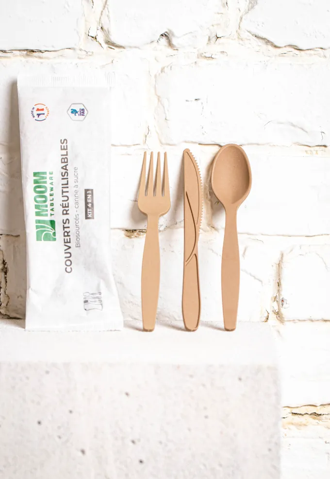 Kit Couverts 4 en 1 Eco-conçu et Réutilisable - Carton de 150 Unités - MOOM Tableware