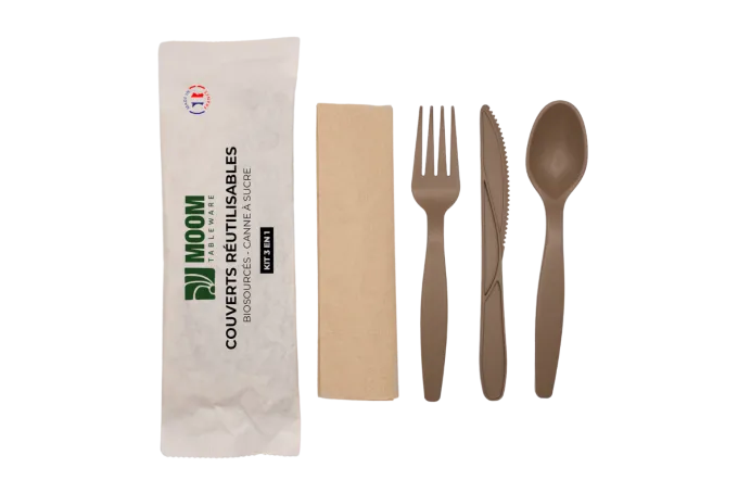 Kit Couverts 4 en 1 Eco-conçu et Réutilisable - Carton de 150 Unités - MOOM Tableware