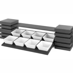 Kit Présentoir Buffet Cubic® 2 Niveaux avec 8 Bols Carrés - Pujadas