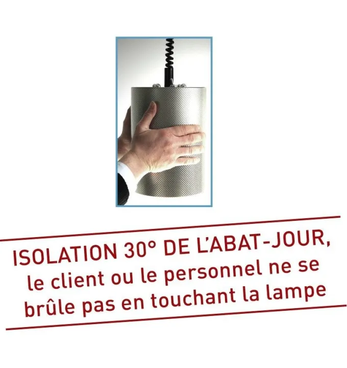 Lampe chauffante suspendue Tube - Infra-rouge - 1200 à 2100 mm - 64°C - Sofraca