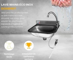 LAVE-MAINS ECO INOX AVEC DOSSERET H. 50 MM-L2G