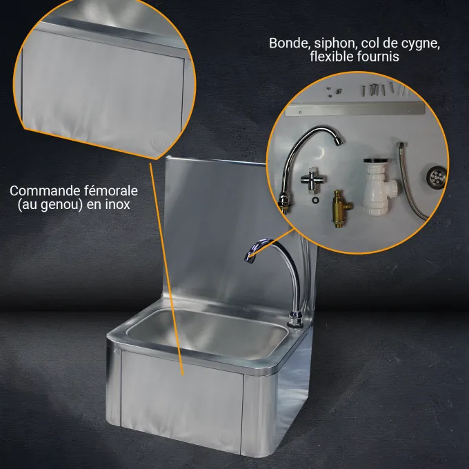 LAVE-MAINS INOX ADOSSE AVEC PANNEAU BASCULANT-L2G