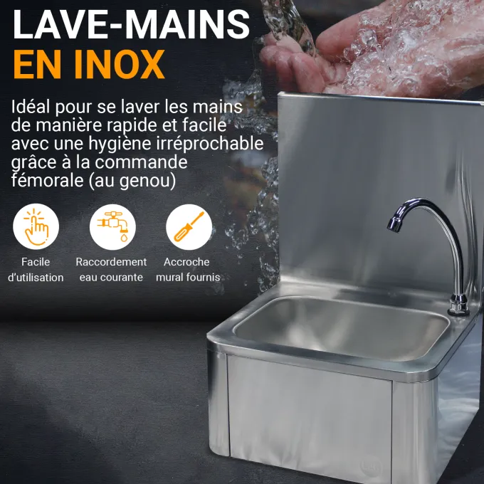 LAVE-MAINS INOX ADOSSE AVEC PANNEAU BASCULANT-L2G