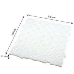 Lot de 4 caillebotis HACCP 50 x 50 cm, épaisseur 22 mm - 1m² - blanc - Gilac