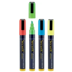 Lot de 4 Feutres-craie à encre liquide coloré - taille de mine 2-6mm - pochette - Securit