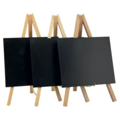 Lot de 3 Mini trépied ardoise de table - Bois avec finition hêtre laqué - 24x15cm - Securit