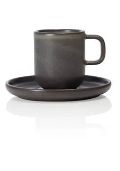 Lot de 6 tasses à espresso et soucoupes en Grès 0,09 L Gris pierre H 65 mm - Was Germany