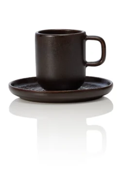 Lot de 6 tasses à espresso et soucoupes 0,09 L Marron métallisé H 65 mm - Was Germany