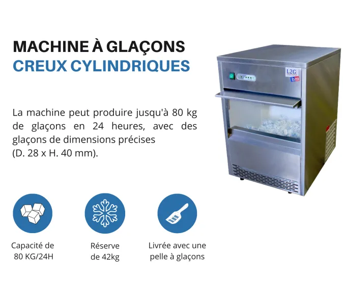 MACHINE A GLACONS CREUX, CAP. 80 KG/24H - L2G