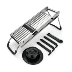 Mandoline Inox - Lame Ondulée - 3 Inserts Julienne - Was Germany