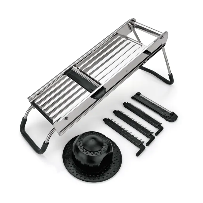 Mandoline Inox - Lame Ondulée - 3 Inserts Julienne - Was Germany
