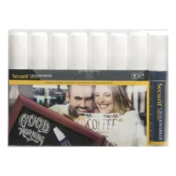 Marqueurs Blancs Effaçables pour Ardoises 15 mm - Lot de 8 - Securit